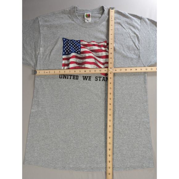 Y2K Fruit Of The Loom United We Stand USA Flag Graphic T Shirt Gray XL - Picture 6 of 11